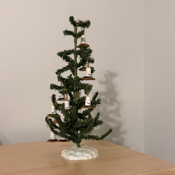 Miniature Holiday Tree with Marshmallow Snowman Ornaments - Picture 2 of 2